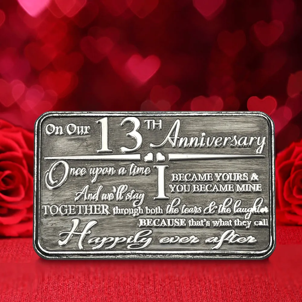 13th Thirteenth Anniversary Sentimental Metal Wallet or Purse Keepsake Card Gift - Cute Gift Set From Husband Wife Boyfriend Girlfriend Partner