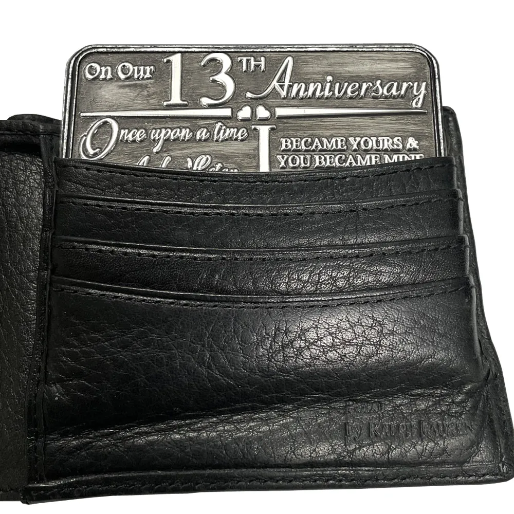 13th Thirteenth Anniversary Sentimental Metal Wallet or Purse Keepsake Card Gift - Cute Gift Set From Husband Wife Boyfriend Girlfriend Partner