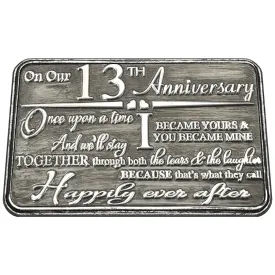 13th Thirteenth Anniversary Sentimental Metal Wallet or Purse Keepsake Card Gift - Cute Gift Set From Husband Wife Boyfriend Girlfriend Partner