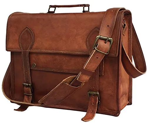 16 Inch Vintage Handmade Leather Messenger Bag for Laptop Briefcase Best Computer Satchel School