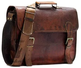 16 Inch Vintage Handmade Leather Messenger Bag for Laptop Briefcase Best Computer Satchel School