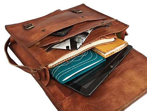 16 Inch Vintage Handmade Leather Messenger Bag for Laptop Briefcase Best Computer Satchel School