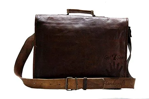 16 Inch Vintage Handmade Leather Messenger Bag for Laptop Briefcase Best Computer Satchel School