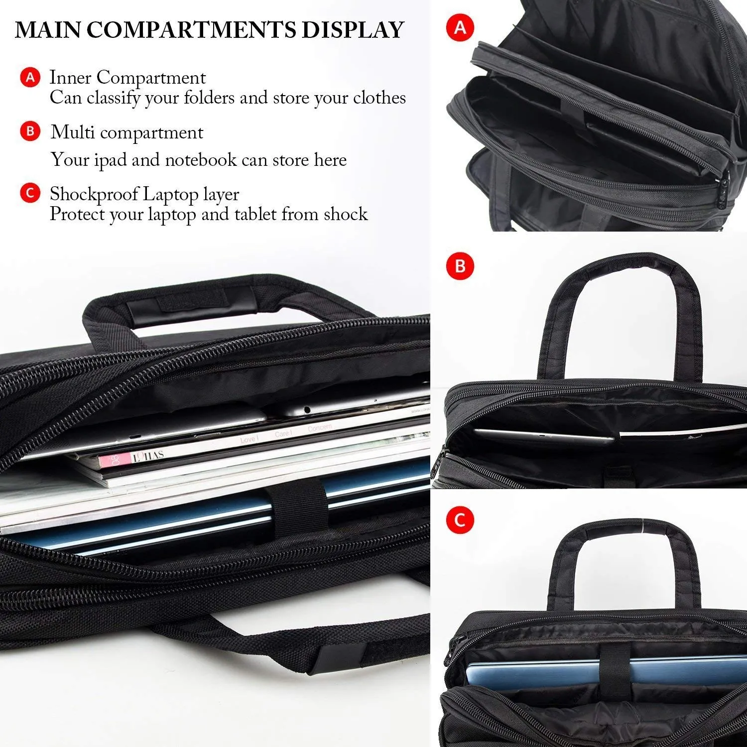 17 inch Laptop Bag, Travel Briefcase with Organizer, Expandable Large Hybrid Shoulder Bag, Water Resisatant Business Messenger Briefcases for Men and Women Fits 17 15.6 Inch Laptop, Computer, Tablet