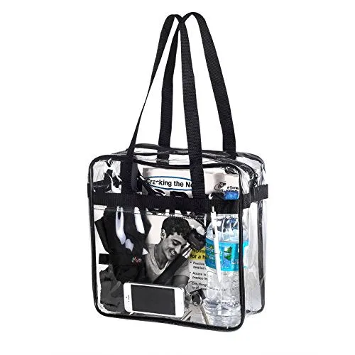 2 BAGS for LESS Clear Tote Stadium Approved with Handels And Zipper - 12x6x12