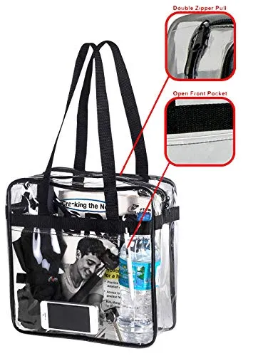 2 BAGS for LESS Clear Tote Stadium Approved with Handels And Zipper - 12x6x12