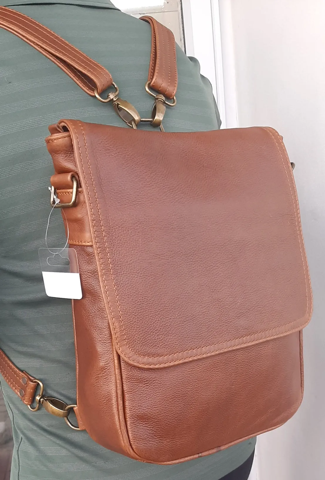 2 in 1 A4 leather  Messenger/ Backpack