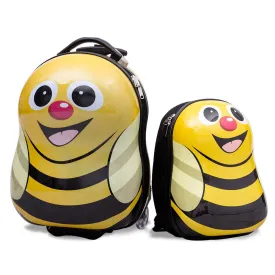 2 Pcs Bee Shaped Kids School Luggage Suitcase & Backpack