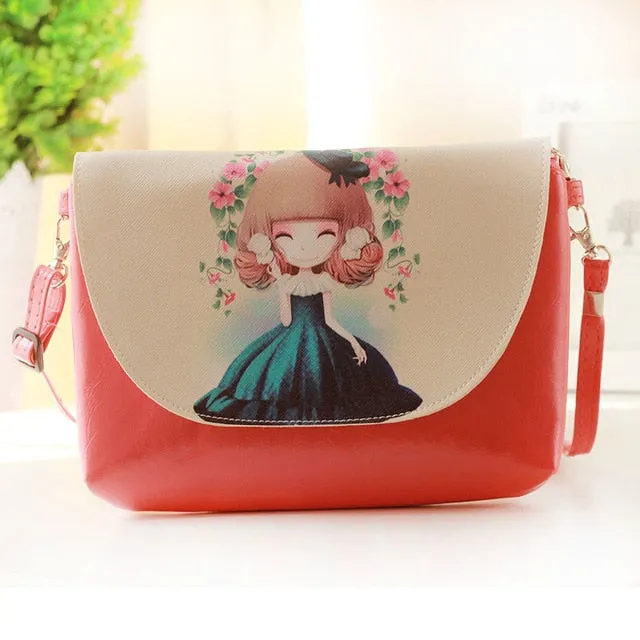 2018 Kids Shoulder Bags Children Girls Messenger Bag Cartoon Printing Princess Handbag Mini Pu