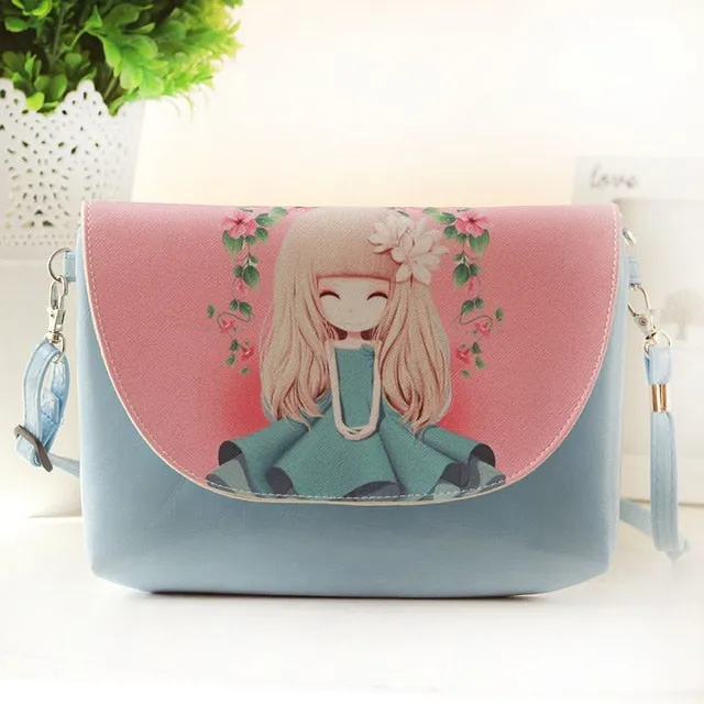 2018 Kids Shoulder Bags Children Girls Messenger Bag Cartoon Printing Princess Handbag Mini Pu