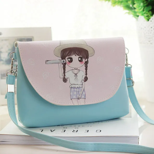 2018 Kids Shoulder Bags Children Girls Messenger Bag Cartoon Printing Princess Handbag Mini Pu