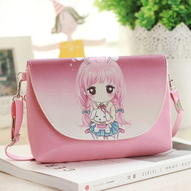 2018 Kids Shoulder Bags Children Girls Messenger Bag Cartoon Printing Princess Handbag Mini Pu