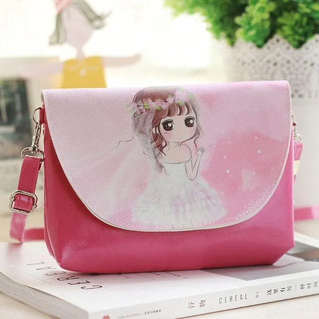 2018 Kids Shoulder Bags Children Girls Messenger Bag Cartoon Printing Princess Handbag Mini Pu