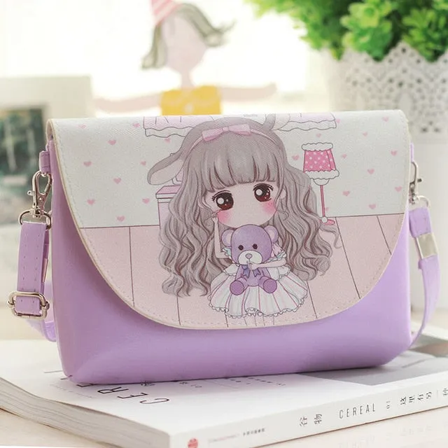 2018 Kids Shoulder Bags Children Girls Messenger Bag Cartoon Printing Princess Handbag Mini Pu