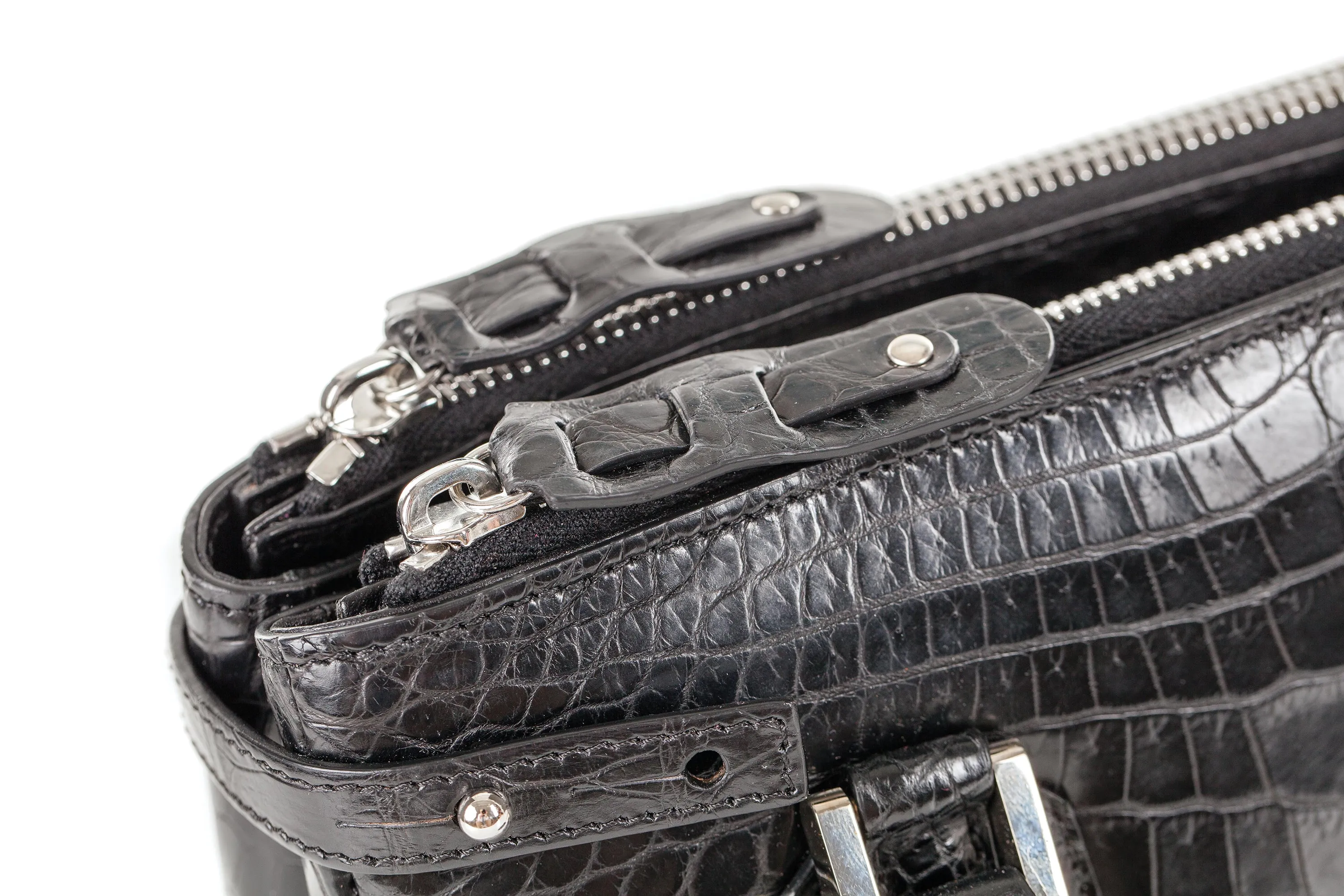 30-657-BLK THE JULIETTE Gracen Nile Crocodile Handbag, Black