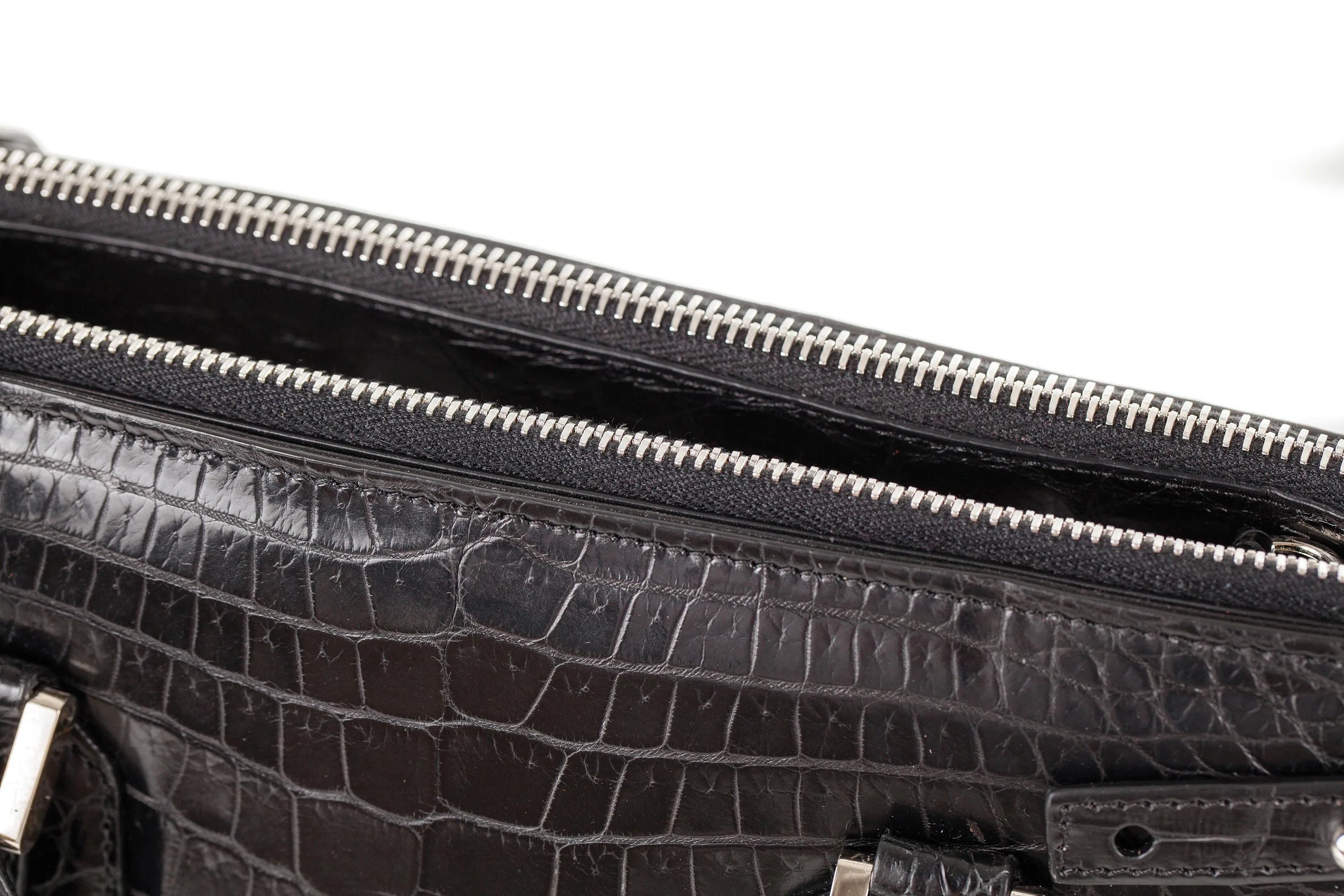 30-657-BLK THE JULIETTE Gracen Nile Crocodile Handbag, Black