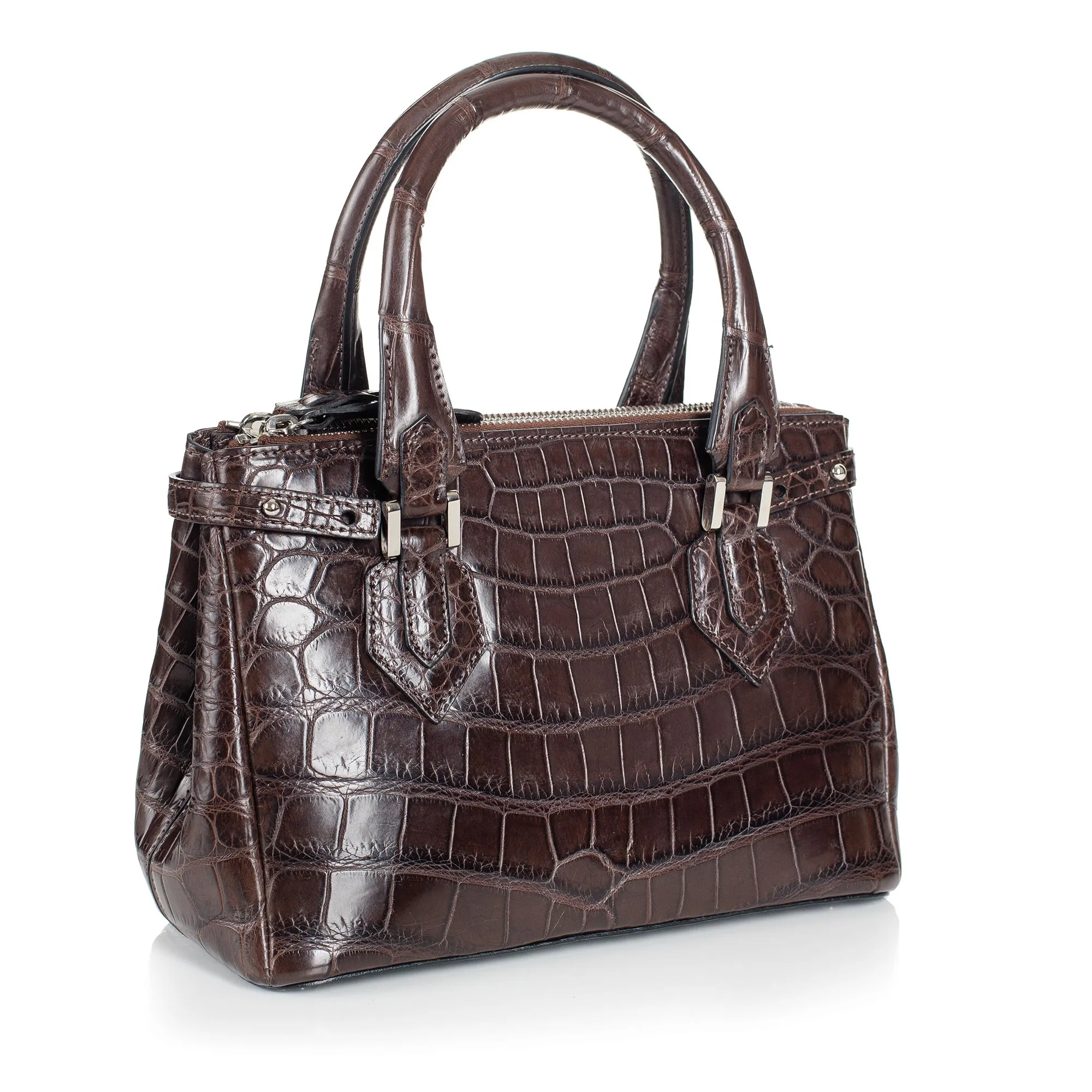 30-657-NIC THE JULIETTE Gracen Nile Crocodile Handbag, Nicotine