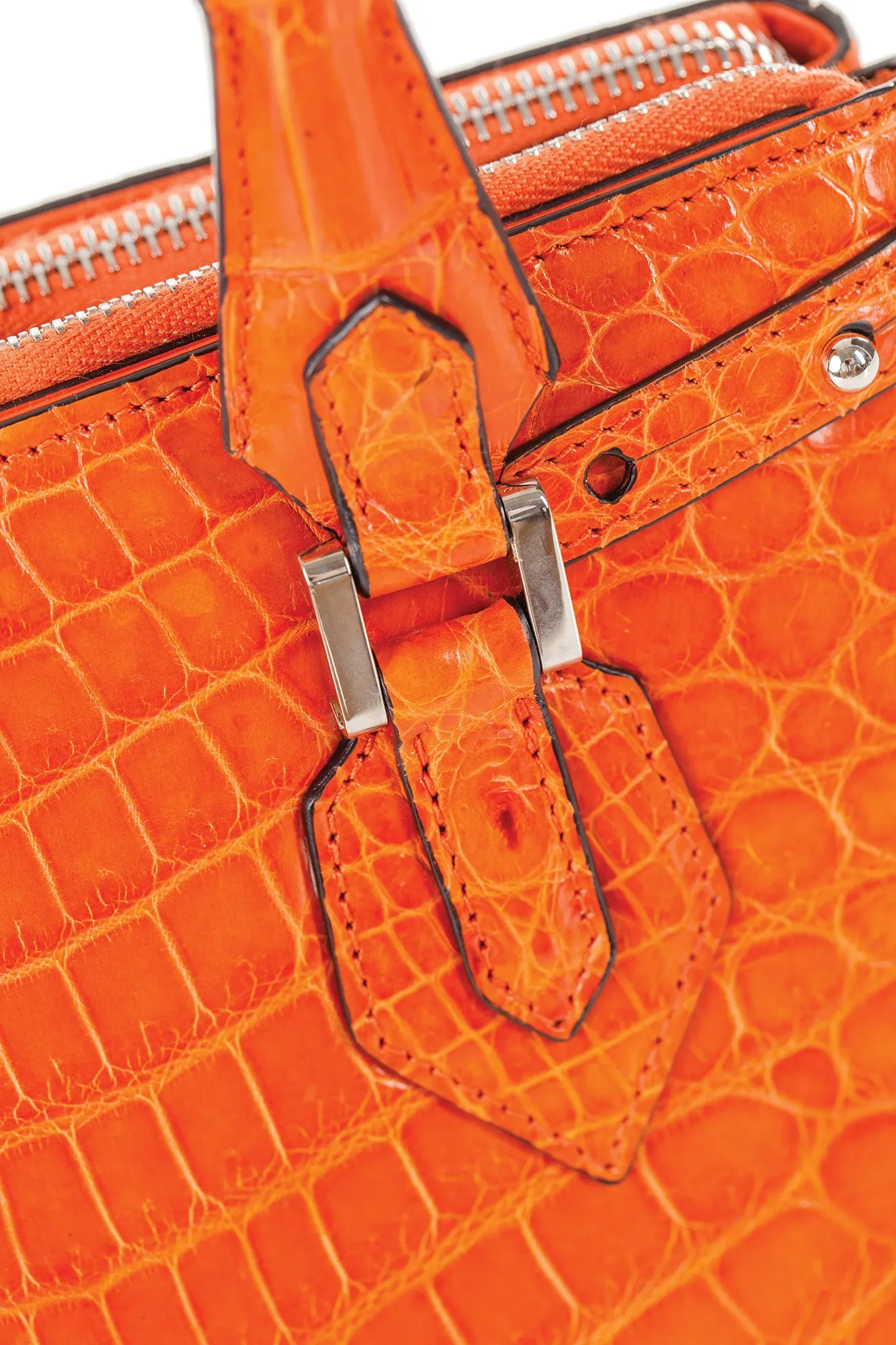 30-657-ORG THE JULIETTE Gracen Nile Crocodile Handbag, Orange