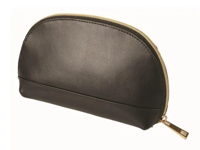 Adpel Leather Jenna Cosmetic Make Up Purse | Black