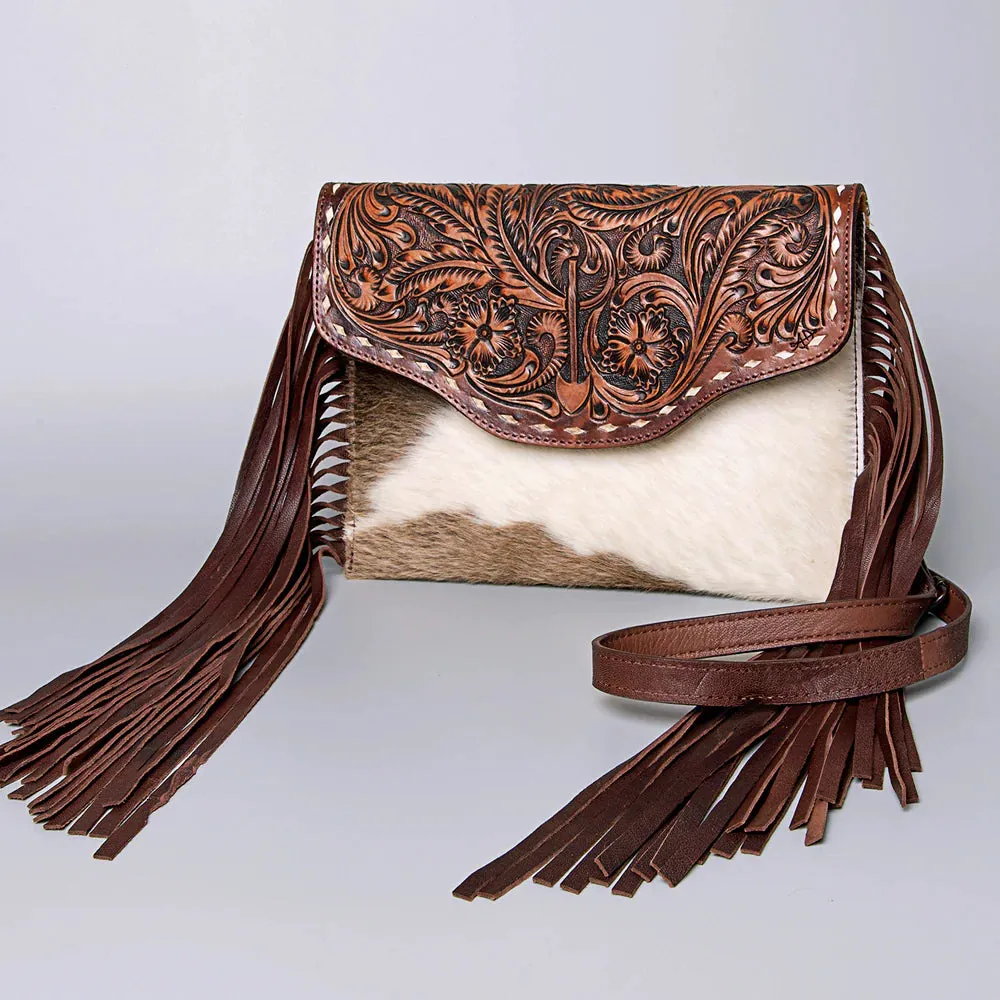 American Darling Brown and White Buckstitch Clutch