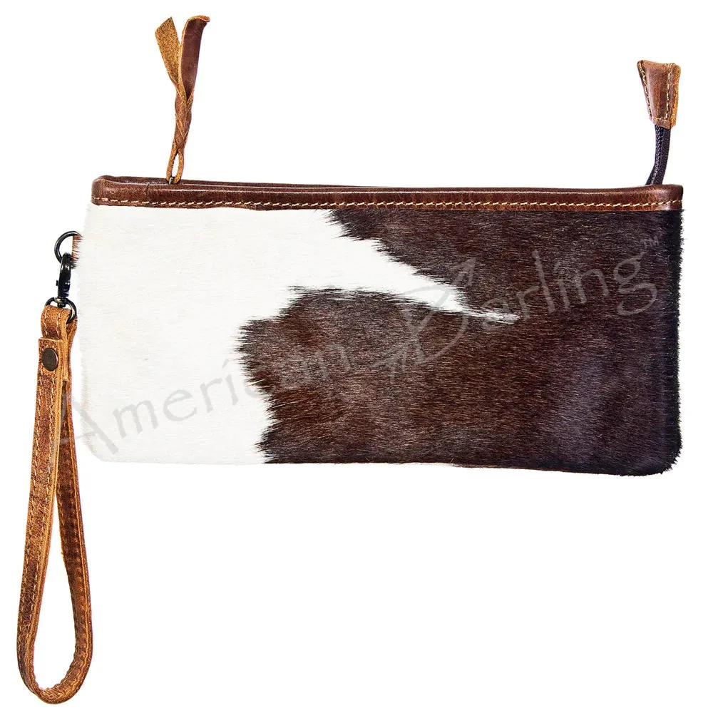 American Darling Brown/White Cowhide Clutch