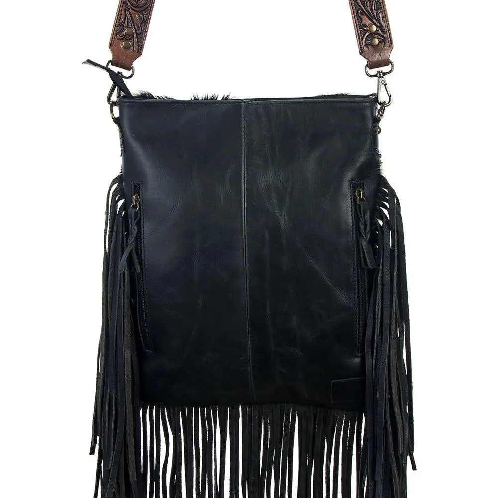 American Darling Conceal Carry Black Hide Fringe Crossbody