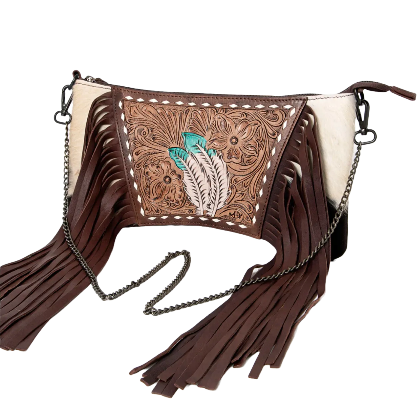 American Darling® Ladies Cowhide & Floral Embossed Purse ADBGZ691D