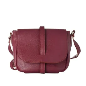 Anna Morellini Leather Shoulder Crossbody Bag Wine Red