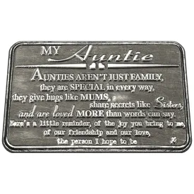 Auntie Sentimental Metal Wallet or Purse Keepsake Card Gift - Cute Gift Set From Niece Nephew for Women