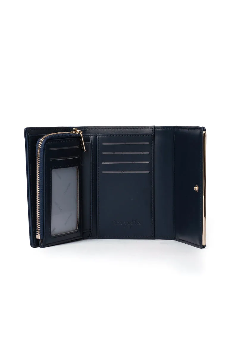 Ava- Tri Fold Small Wallet-Navy