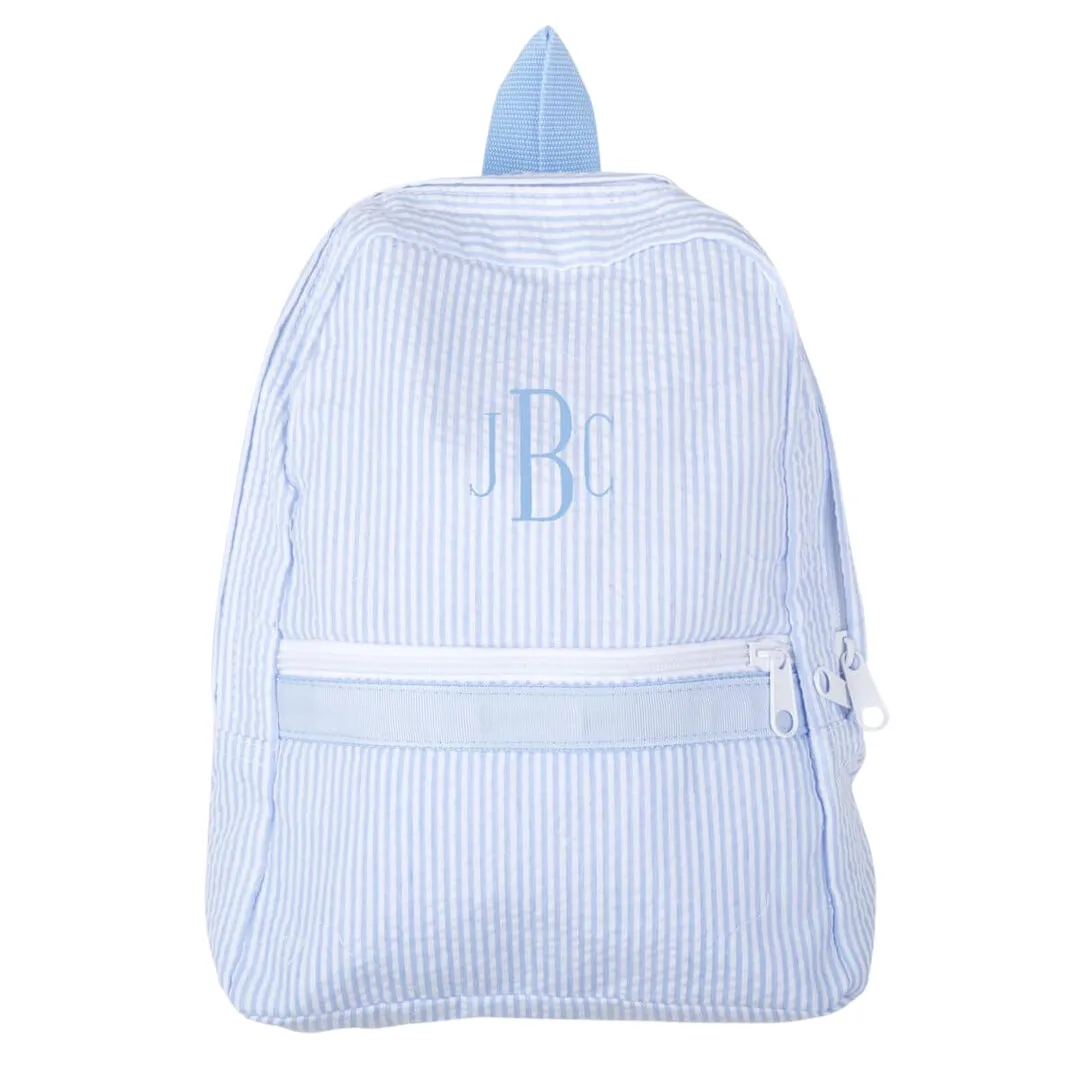 Baby Blue Seersucker Backpack