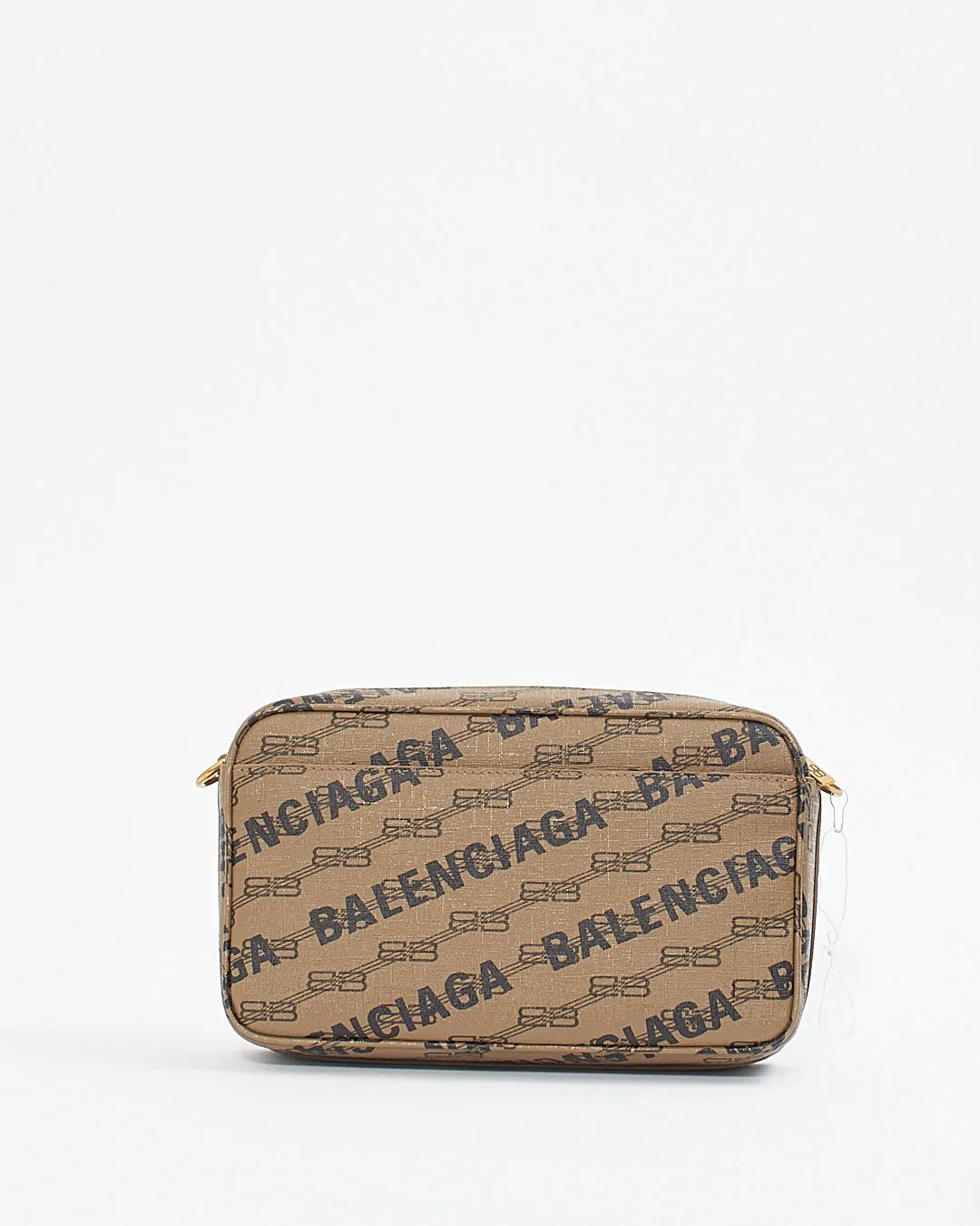 Balenciaga Brown Logo-Print Coated Canvas Camera Bag