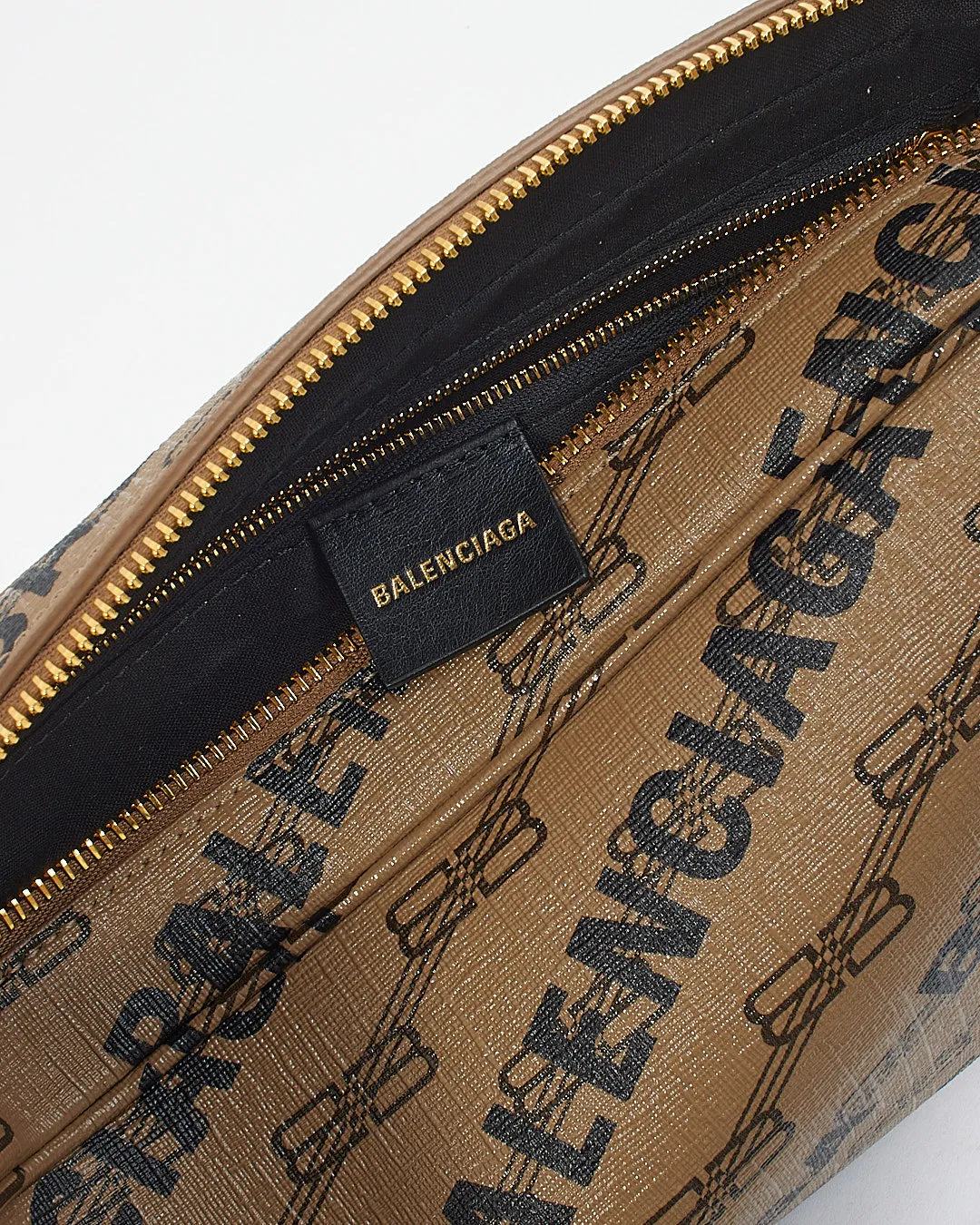 Balenciaga Brown Logo-Print Coated Canvas Camera Bag