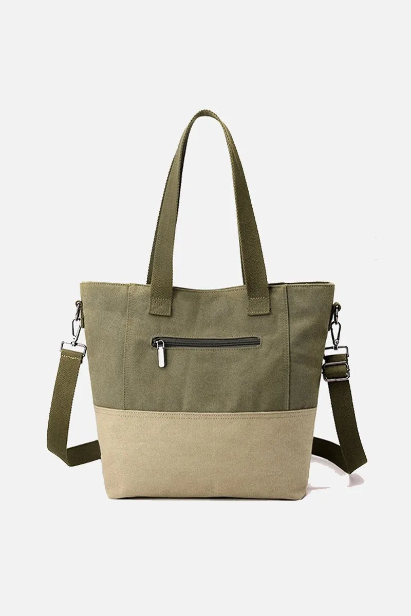 BIG POCKET CANVAS CROSS BODY SHOPPER BAG