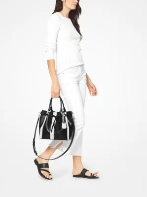 Blakely Medium Striped Leather Bucket Bag