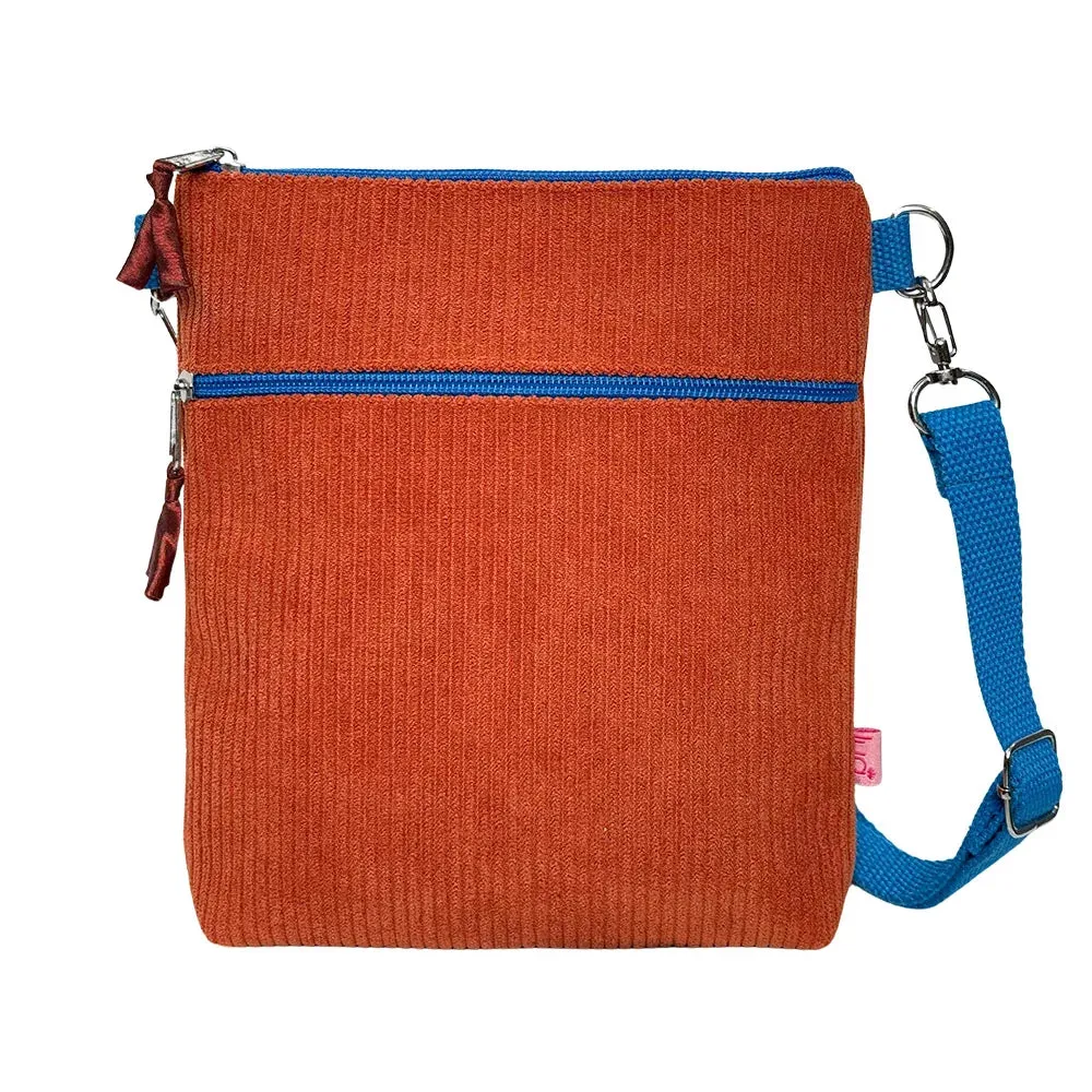 Burnt Orange Cord Cross Body Purse By Lua