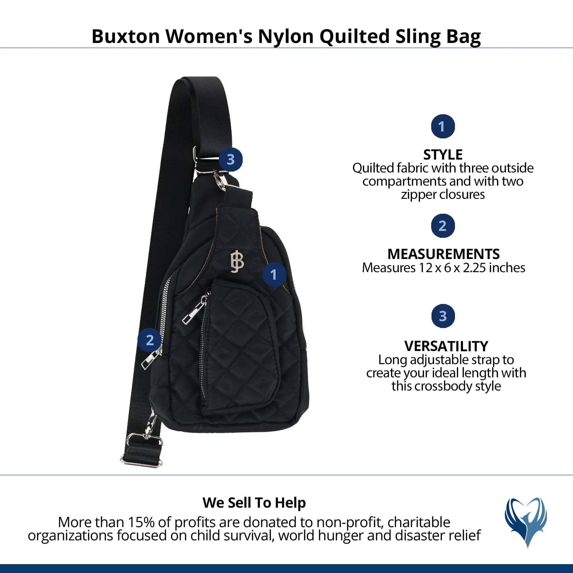 Buxton Women's Nylon Quilted Sling Bag