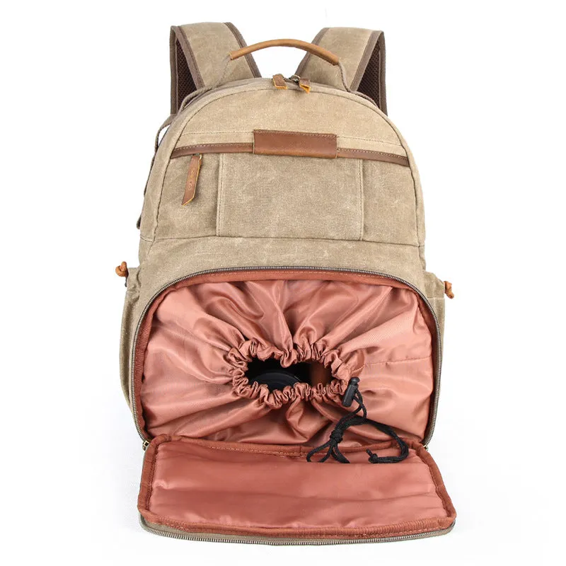 Canvas Waterproof Camera Backpack Canvas DSLR Camera Backpack Travel Backpack QSM3036