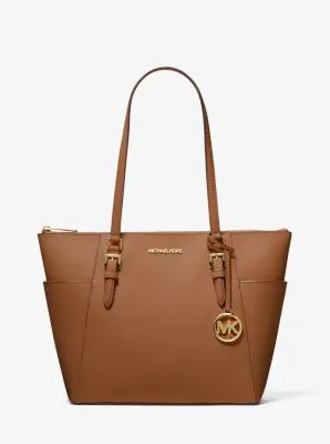 Charlotte Large Saffiano Leather Top-Zip Tote Bag