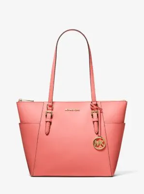 Charlotte Large Saffiano Leather Top-Zip Tote Bag