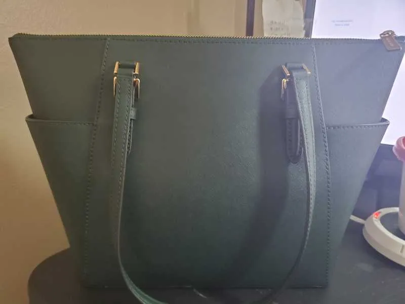 Charlotte Large Saffiano Leather Top-Zip Tote Bag