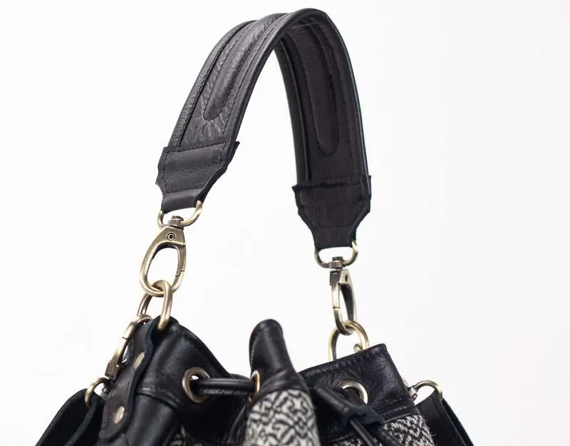 Danae bag - Black leather and wool