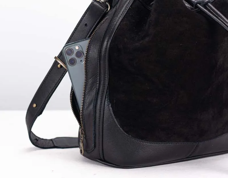 Danae bag - Black suede leather