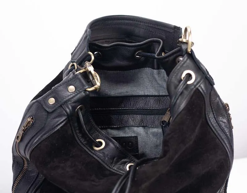 Danae bag - Black suede leather