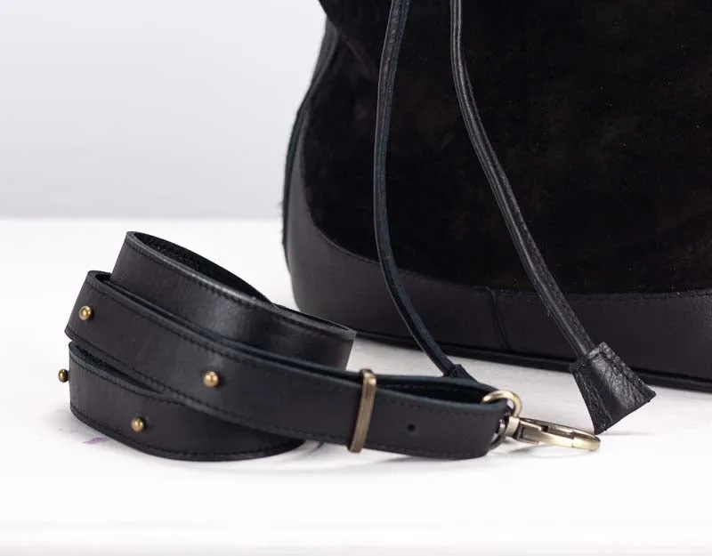 Danae bag - Black suede leather