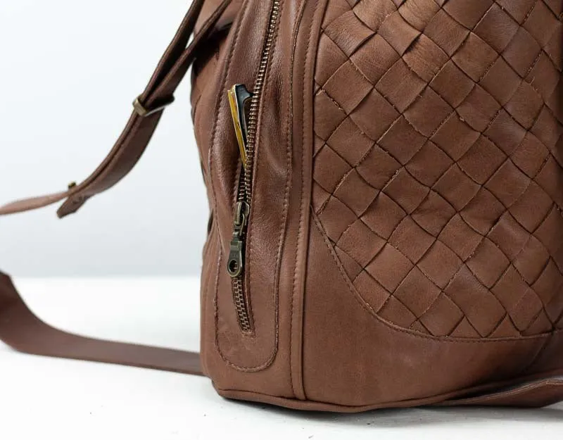 Danae bag - Chocolate brown handwoven leather