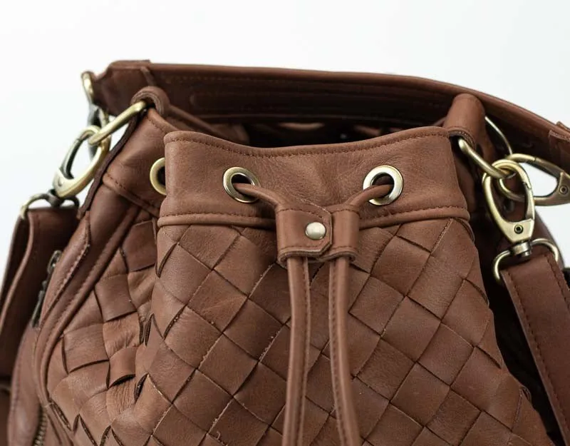 Danae bag - Chocolate brown handwoven leather