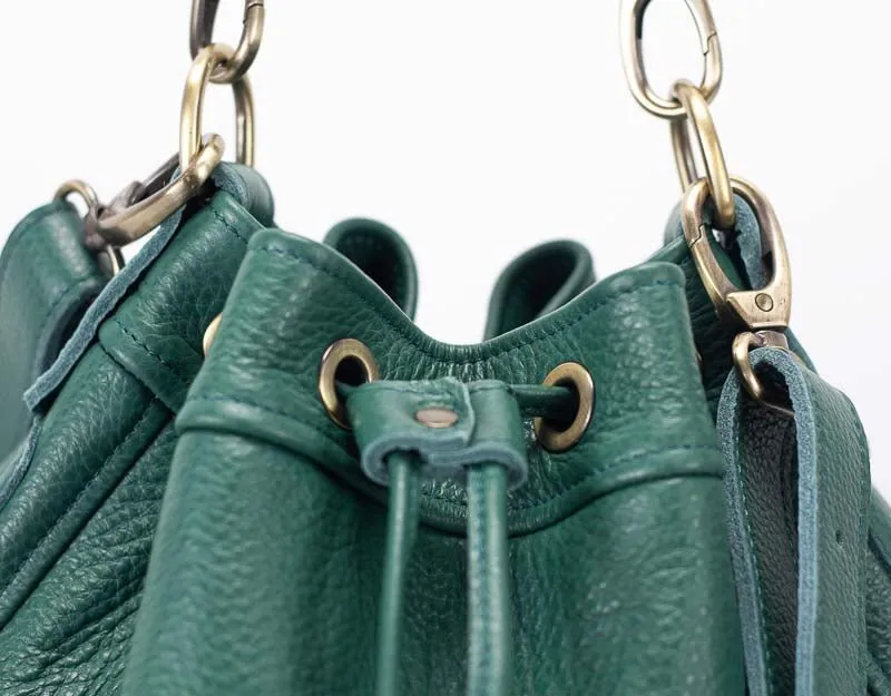 Danae bag - Petrol green pebbled leather