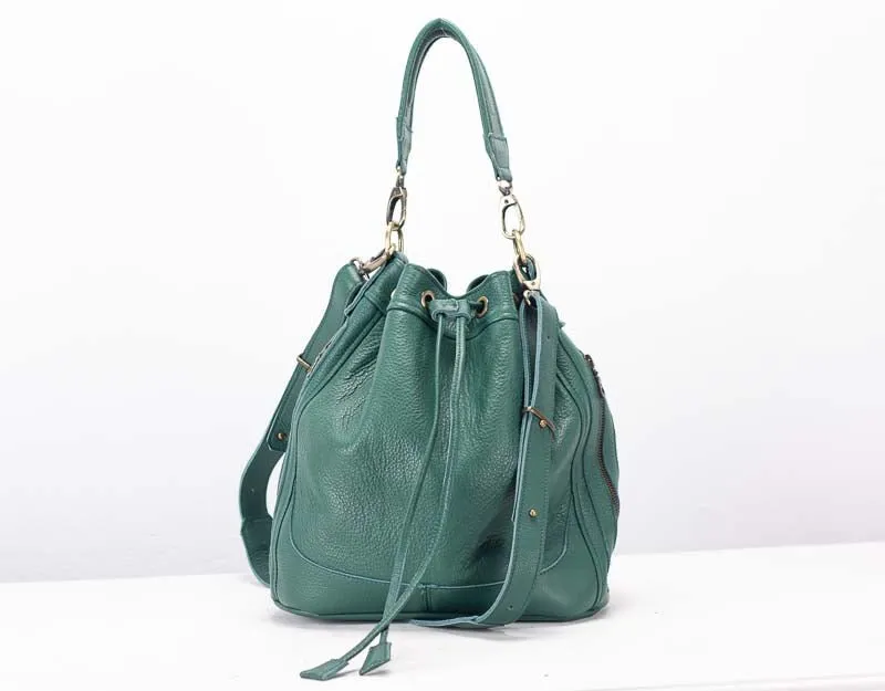 Danae bag - Petrol green pebbled leather