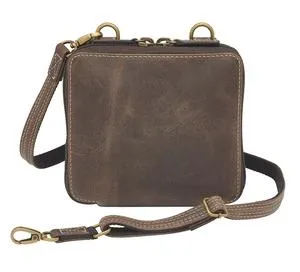 Distressed Leather Compact Conceal Carry Wallet Organizer Crossbody